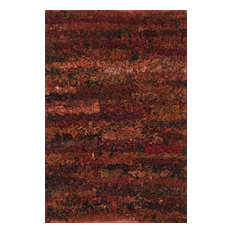 Repurposed Polyester Fabric Ruffled Texture Eliza Shag Area Rug, Paprika, 3'x5'