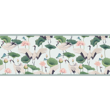 GB50042g8 Cranes & Grasshoppers Peel and Stick Wallpaper Border 8in x 15ft Long