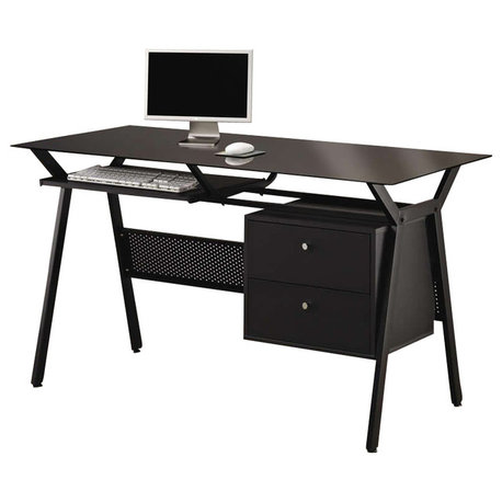 Coaster Weaving 2-Drawer Metal Computer Desk Black and Chrome