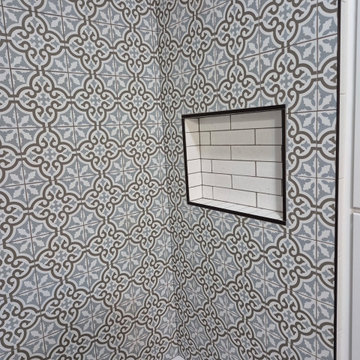 Blue Farmhouse Bathroom Progress