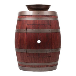 Premier - Wine Barrel Vanity Package with 15" Round Wired Rim Vessel Sink - Cabernet Fi... - Bathroom Vanities And Sink Consoles