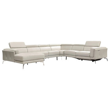 Andrew Modern Light Gray Leather U Shaped Sectional Sofa With Recliner