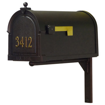 Berkshire Mailbox With Front Address Numbers & Ashley Mailbox Mounting Bracket