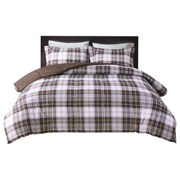 Madison Park Essentials Parkston Moisture Management Plaid Comforter Set, Brown