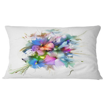 Summer Colorful Flowers Watercolor Painting Throw Pillow, 12"x20"