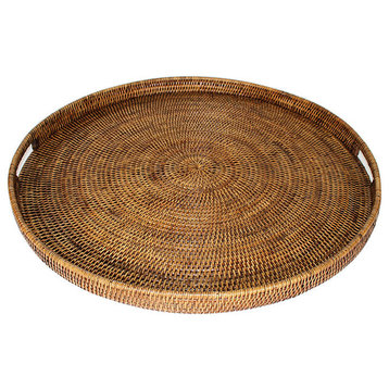 Rattan Tray With  Handle Round 26"