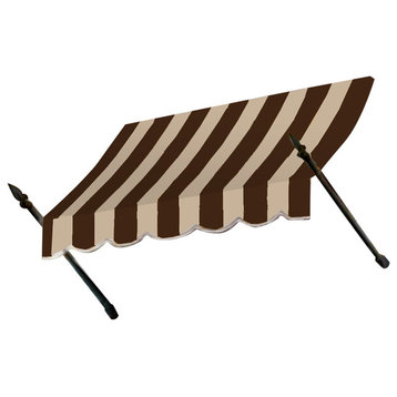Awntech 10' New Orleans Acrylic Fabric Fixed Awning, Brown/Tan Stripe