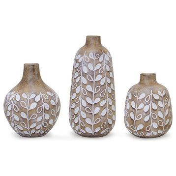 Vase, 3-Piece Set, 5.25"H, 6"H, 8.75"H Resin