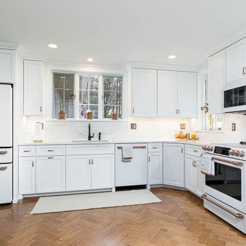 Transitional Kitchen With Cafe Appliances