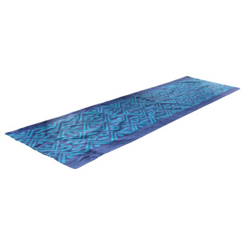 Blue Batik Print 60" Table Runner | African Cotton Geometric Giraffe Cloth