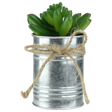 5" Artificial Pachyveria Succulent in Tin Can Planter with Twine Bow