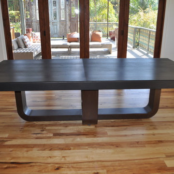 CLARK Functional Art Big Cosmo Walnut Table with Two-U Base