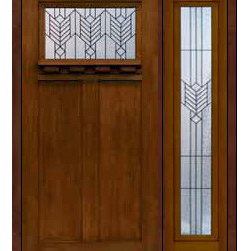 Prehung Side light Door 80 Fiberglass Oak Park Craftsman Glass - Front Doors