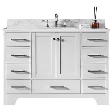 48" Single Sink Bathroom Vanity With Carrara Marble Top