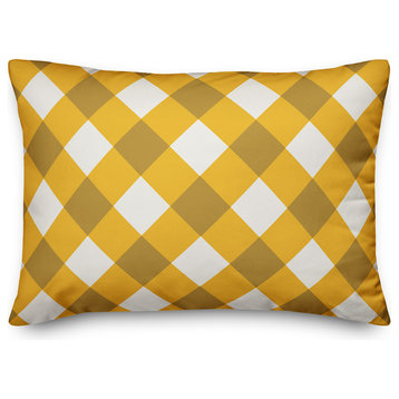 Yellow Plaid Throw Pillow