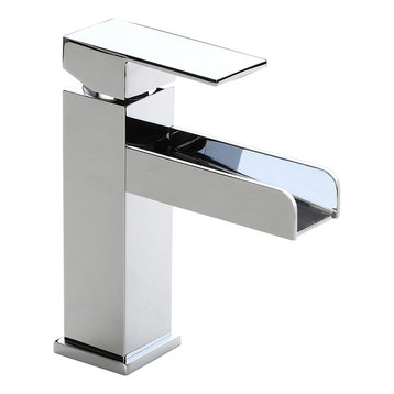 Modern Single Hole Waterfall Bathroom Sink Faucet Solid Brass, Chrome