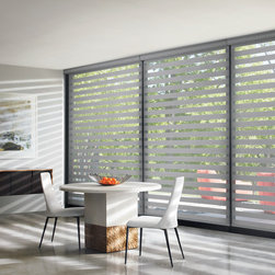 Modern Grey Dining Room Custom Window Roller Shades by Hunter Douglas - Roller Shades