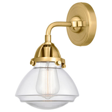 Olean Sconce, Satin Gold, Clear, Clear