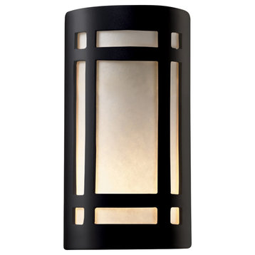 Ambiance Large Craftsman, Outdoor Closed Top Sconce, Black/White, Dedicated LED