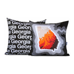 Georgia Map Pillow, Charcoal - Decorative Pillows