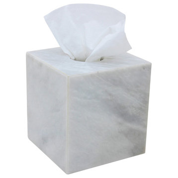 Myrtus Collection Pearl White Marble Tissue Box Holder