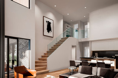 Example of a 1950s living room design in Philadelphia