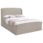 Meridian Furniture - Tess Velvet Upholstered King Bed, Beige, King - Snuggle up in sophisticated style when you bring home this beige Tess king-sized bed. This bed checks all the boxes when it comes to elegance and refined living, with its soft beige velvet fabric upholstery and curvy shape. A tall headboard gives the bed a commanding presence in your room, ensuring it's the center of attention.
