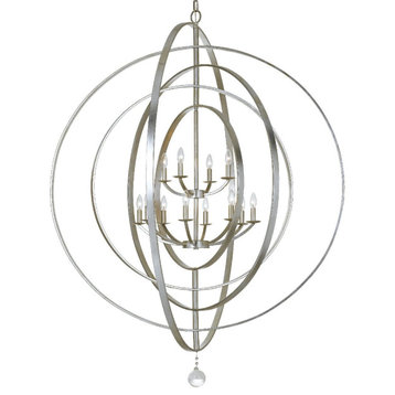 Crystorama Lighting Group 590 Luna 12 Light 60"W Taper Candle - Antique Silver