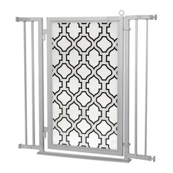 Fusion Gates - Fusion Gate with Trellis Design, Satin Nickel, 32"-36" - Dog Gates