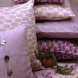 Hemp/linen hand stamped pillow covers - Decorative Pillows