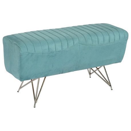 Rectangular Velvet Bench MAILE in Dusty Teal