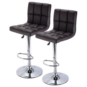 Dining Bar Stools Adjustable PU Leather - 2 Pieces Brown