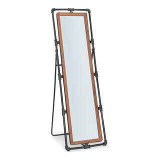 Powell Marly Pipe Metal Cheval Mirror in Gunmetal Gray