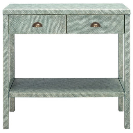 Asa 2 Drawer 1 Shelf Console Table Turquoise/Antique Gold Safavieh