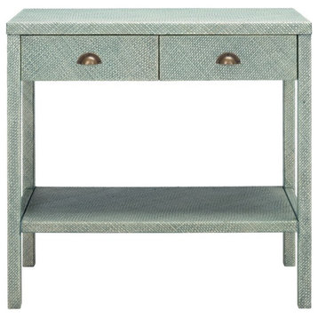 Asa 2 Drawer 1 Shelf Console Table Turquoise/Antique Gold Safavieh