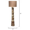 Stacked Horn Floor Lamp, Horn With Large Drum Shade, Elephant Hemp