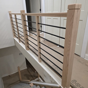 Modern Horizontal Railing with Red Oak T-Profile Handrail