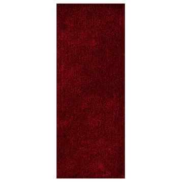 Hand Tufted Shag Polyester  Area Rug Solid, [Runner] 2'6"x8'