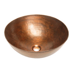 Belle Foret Model BFC10 WC Round Lavatory  Above Counter 14 Gauge Copper Sink - Bathroom Sinks