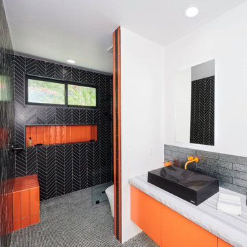 Hermes orange guest bath