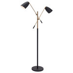 Zuo Modern - Tanner Floor Lamp, Matte Black & Brass - This retro modern multi-tasker is a brilliant solution for your home or office. Twin cone-shaped shades adjust up and down to shed light wherever you need it. Place it next to your favorite chair for the perfect reading lamp.