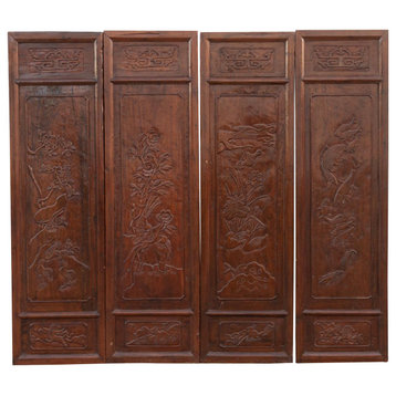 Set of 4 Mid-Century Finely Carved Door Panels