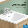 Ove Decors Kansas 18" Single Sink Vanity With Countertop, White Oak, 18 in.