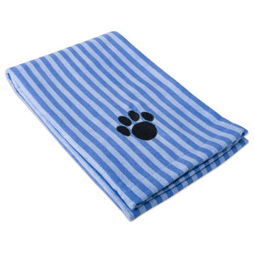 DII Blue Stripe Embroidered Paw Pet Towel