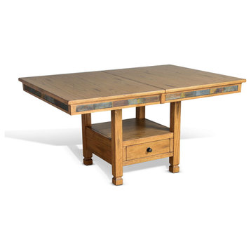 60-72" Adjustable Height and Adjustable Length Solid Wood Dining Table