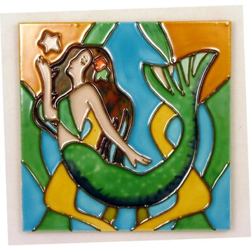 Tropical Coastal Mermaid Siren of the Sea 6 Inch Square Ceramic Tile
