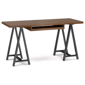 Sawhorse Solid Walnut Veneer And Metal Desk