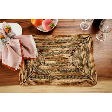 Rectangular Natural Banana Leaf Wicker and Seagrass Placemats, Set of 4