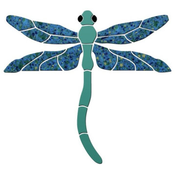 Dragonfly Ceramic Pool Mosaic - Light Teal - 10"x9" 10"x9", Light Teal