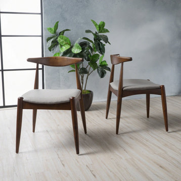 GDF Studio Sandra Mid Century Modern Dining Chairs, Set of 2, Light Gray
